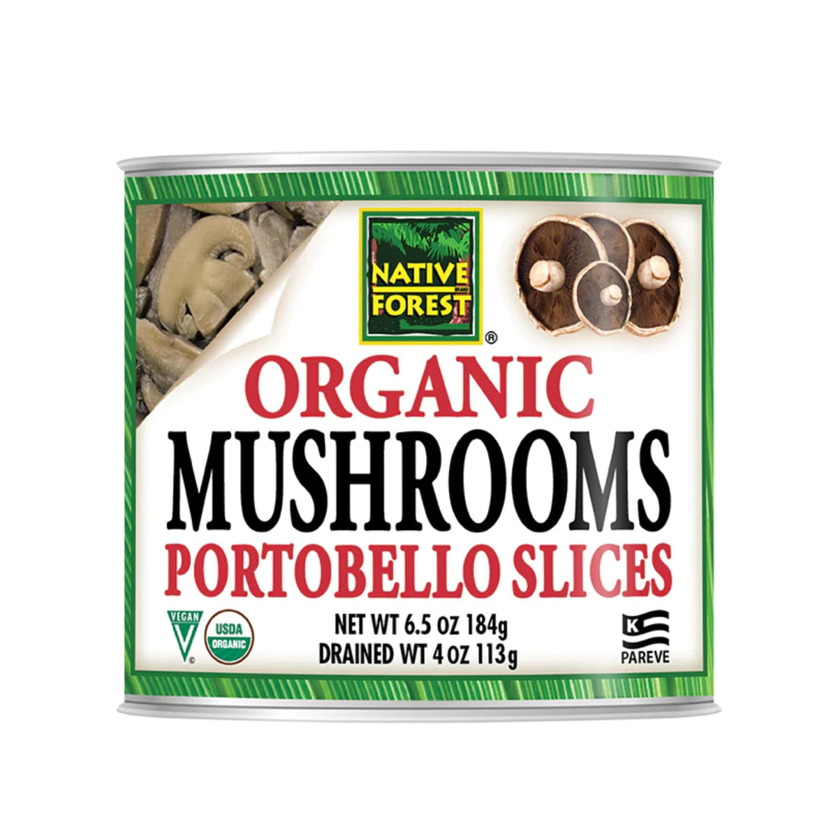 Native Forest Organic Portobello Mushroom Slices - Canned, Low Fat & Calories, Non-GMO Project Verified, USDA Organic - 6.5 oz (Pack of 12)