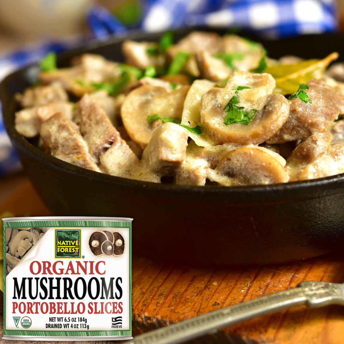 Native Forest Organic Portobello Mushroom Slices - Canned, Low Fat & Calories, Non-GMO Project Verified, USDA Organic - 6.5 oz (Pack of 12)