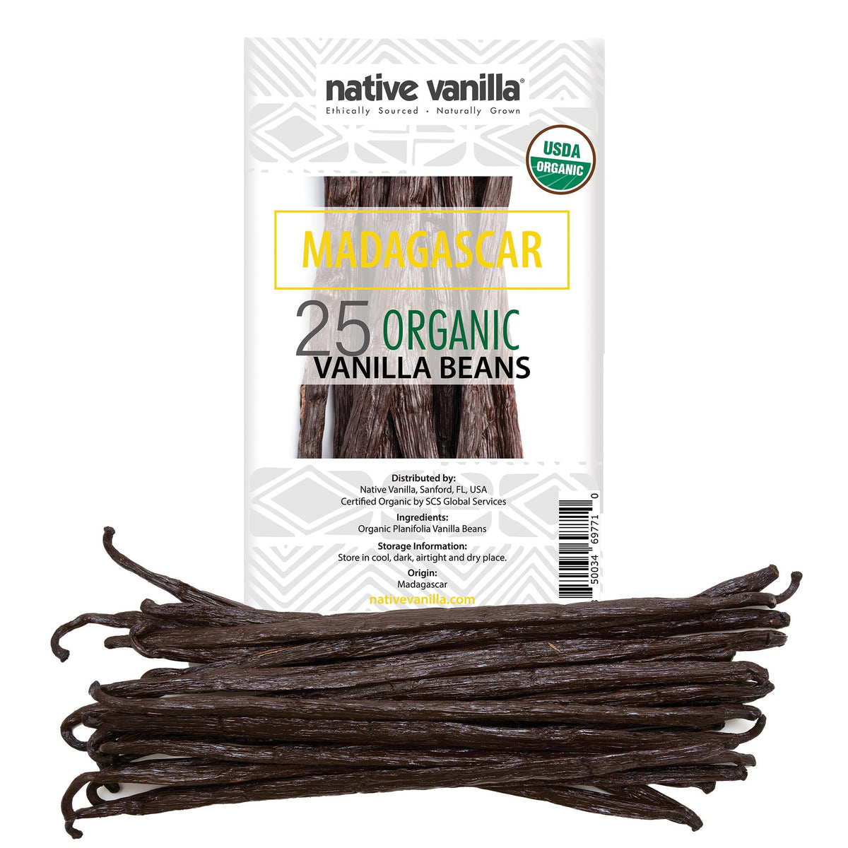 Native Vanilla: 25 Organic Madagascar Vanilla Beans – Gourmet Grade A Premium Vanilla Pods for Baking, Extracts & More