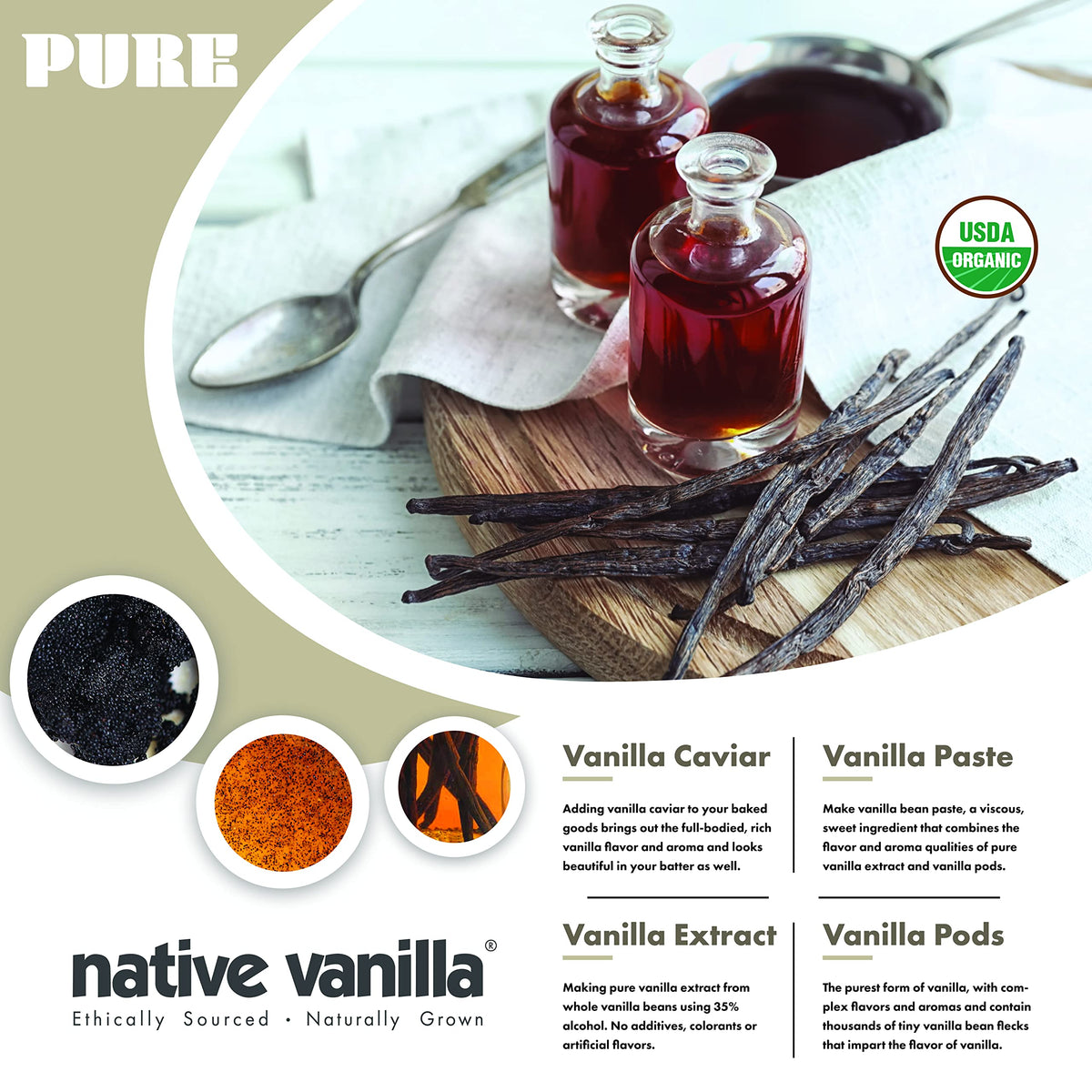Native Vanilla: 25 Organic Madagascar Vanilla Beans – Gourmet Grade A Premium Vanilla Pods for Baking, Extracts & More