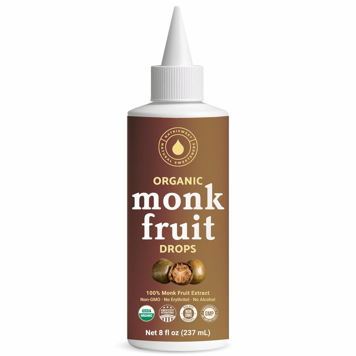 NatriSweet Organic Monk Fruit Drops – 0 Sugar, 0 Cal, No Erythritol, Original Flavor (8 oz)