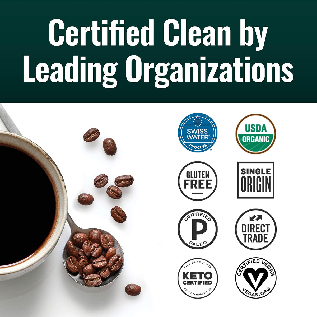 Natural Force Organic Mold-Free Coffee | High CGA, Mycotoxin Free, Swiss Water Decaf, 10 oz