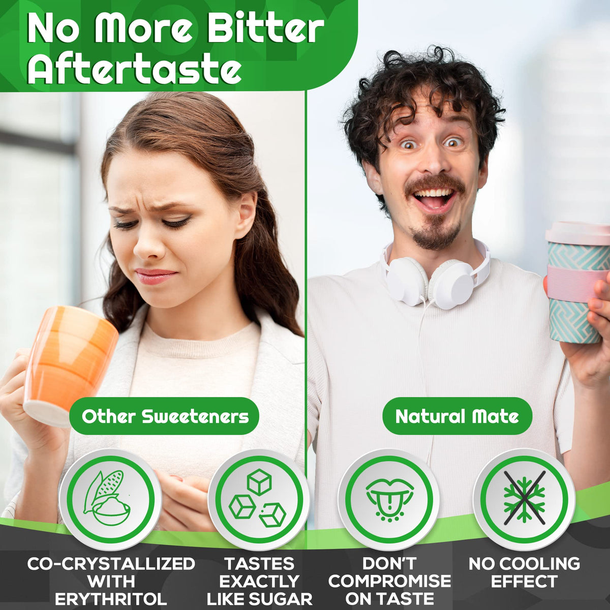 Natural Mate Zero Calorie Stevia Granular Sweetener — 2:1 Sugar Replacement, Keto & Low GI (3lb)