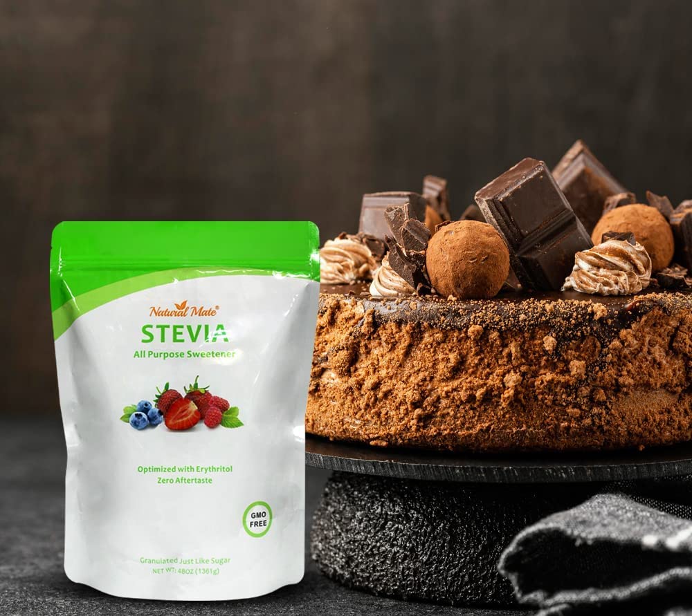 Natural Mate Zero Calorie Stevia Granular Sweetener — 2:1 Sugar Replacement, Keto & Low GI (3lb)