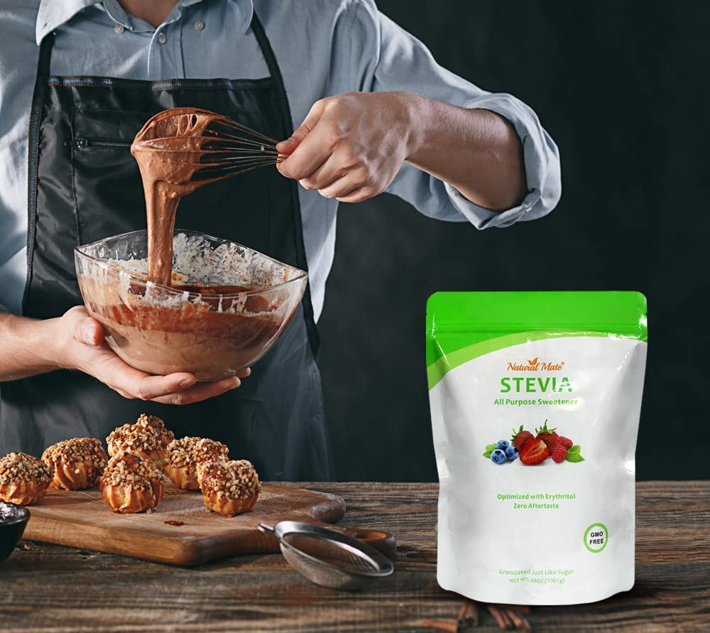 Natural Mate Zero Calorie Stevia Granular Sweetener — 2:1 Sugar Replacement, Keto & Low GI (3lb)