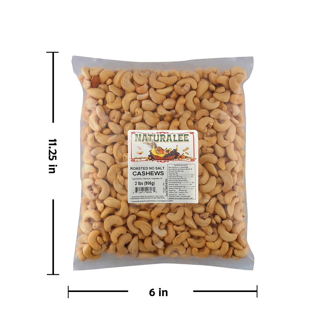 Naturalee Cashews 2 lbs – Roasted & Unsalted, Gluten-Free & Vegan Snack