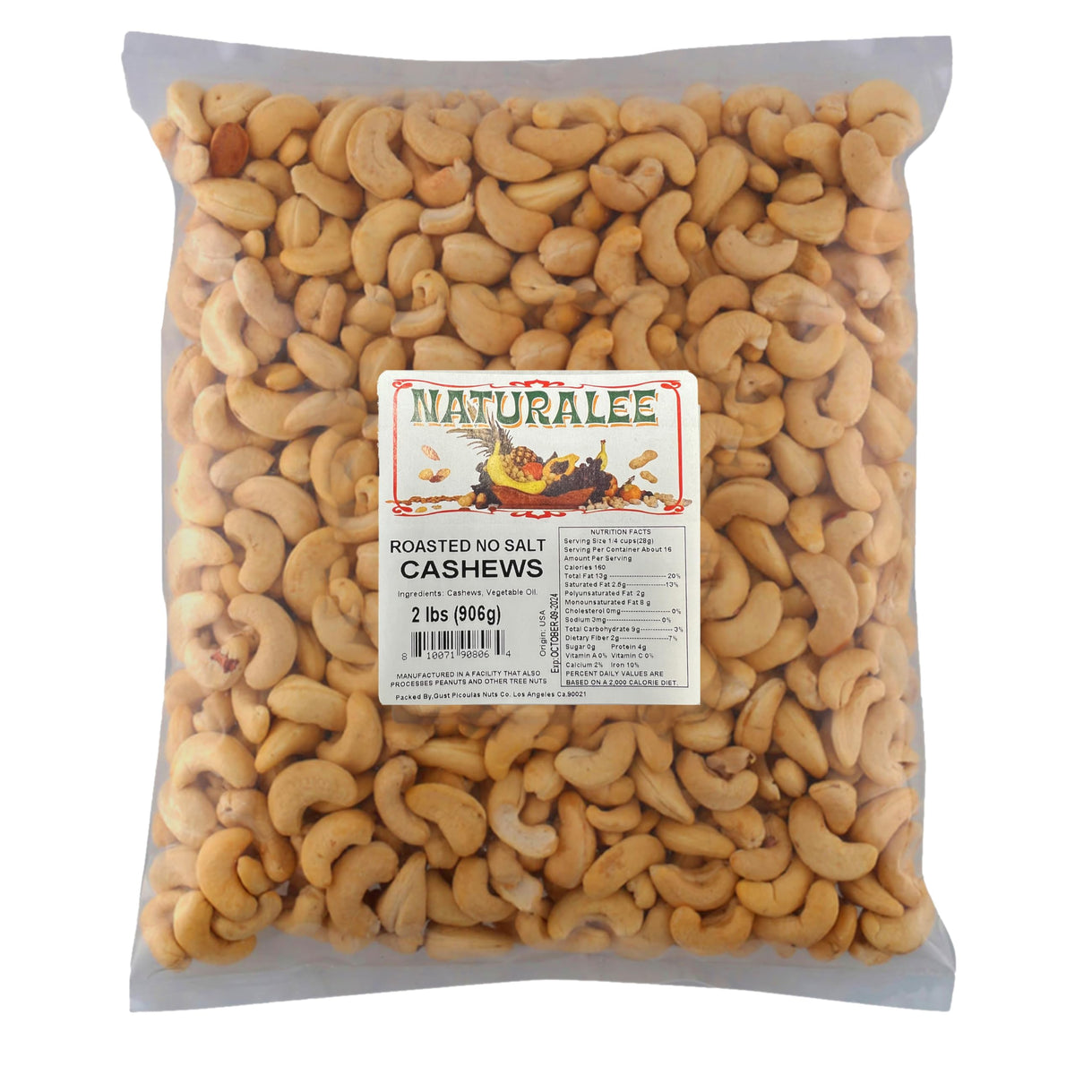 Naturalee Cashews 2 lbs – Roasted & Unsalted, Gluten-Free & Vegan Snack
