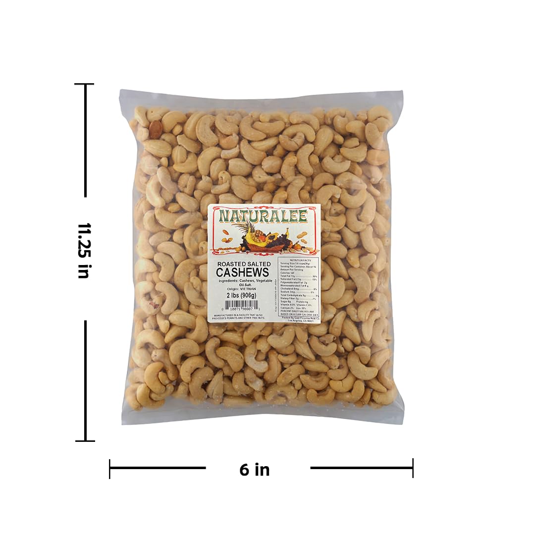 Naturalee Cashews 2 lbs – Roasted & Salted, Natural Heart-Healthy Snack