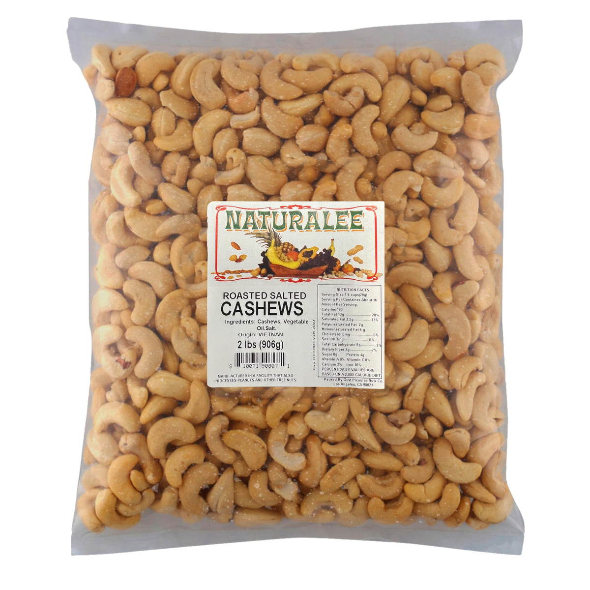 Naturalee Cashews 2 lbs – Roasted & Salted, Natural Heart-Healthy Snack