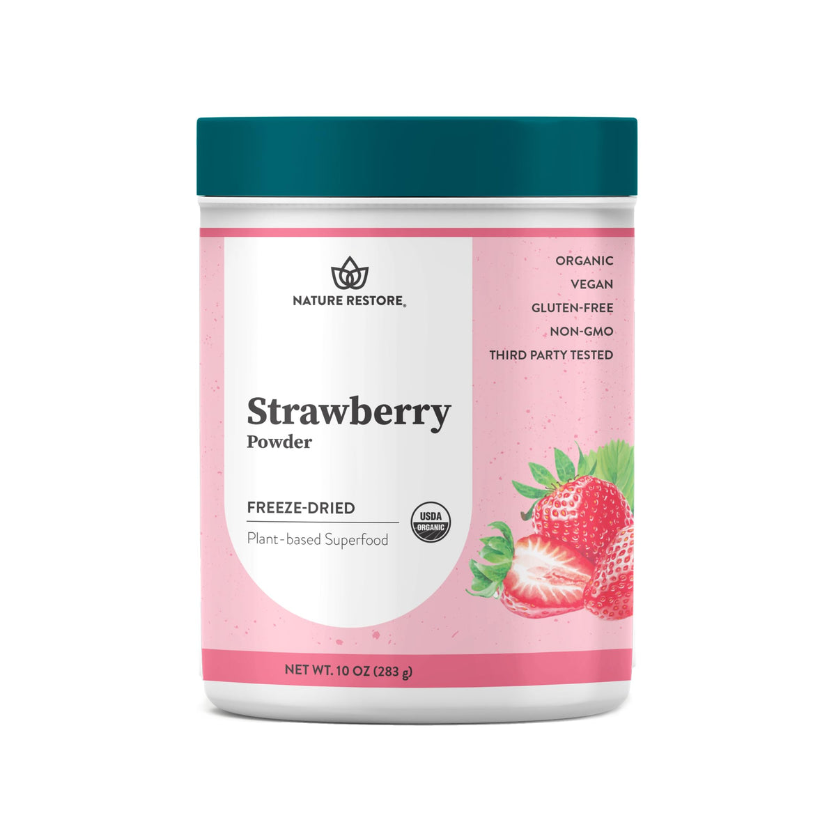 Nature Restore USDA Organic Freeze Dried Strawberry Powder – 10 oz, Non-GMO, Gluten Free, Vegan
