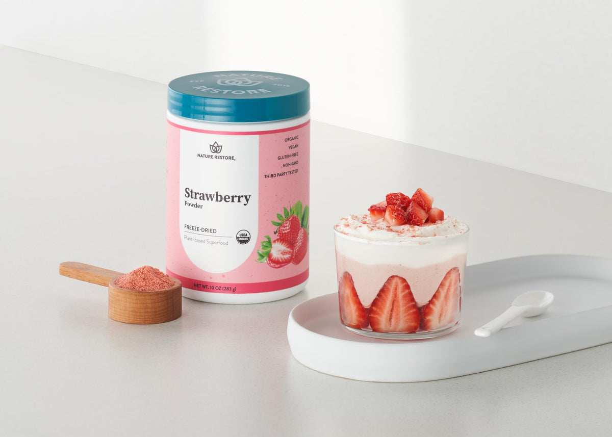 Nature Restore USDA Organic Freeze Dried Strawberry Powder – 10 oz, Non-GMO, Gluten Free, Vegan