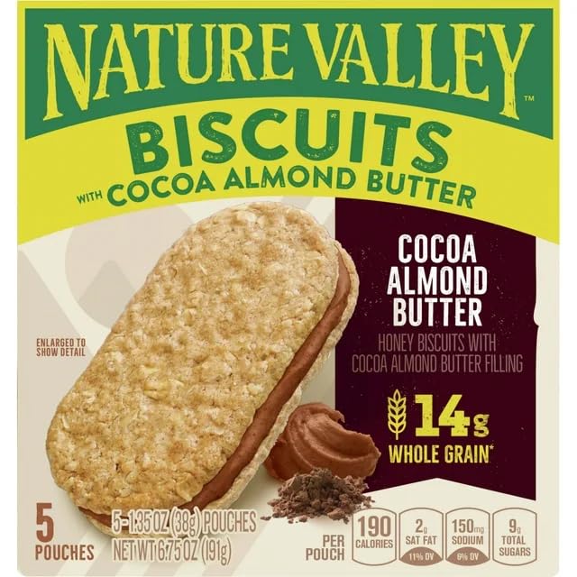 Nature Valley Cocoa Almond Butter Biscuits - Pack of 3 (15 Snacks)