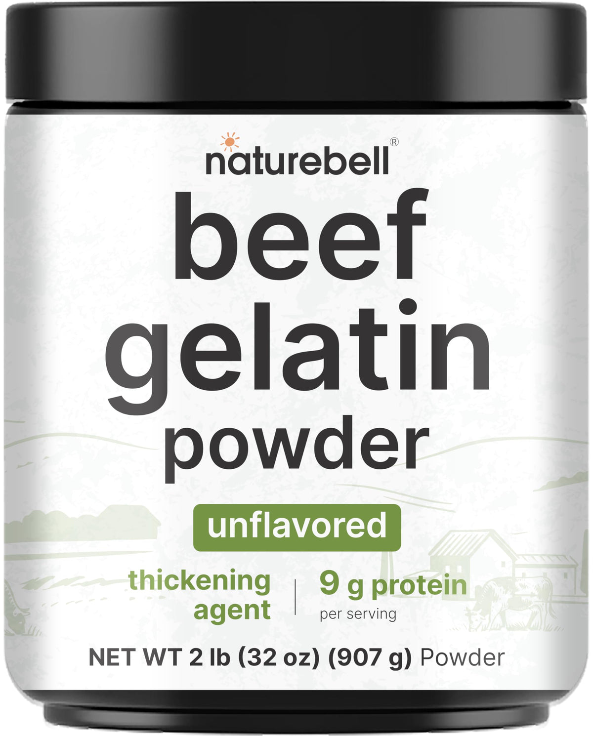NatureBell Beef Gelatin Powder, 2 lb – Unflavored Gelatin for Cooking, Baking, Gummies & Desserts | 9g Protein Per Serving