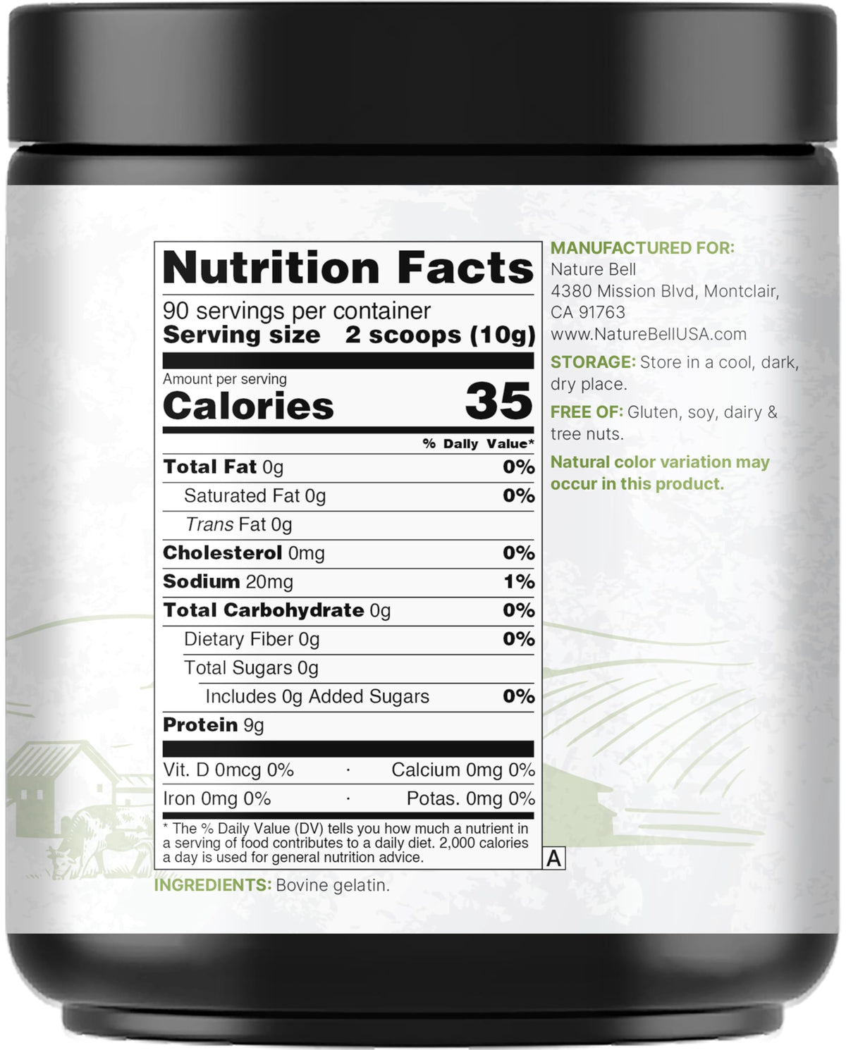 NatureBell Beef Gelatin Powder, 2 lb – Unflavored Gelatin for Cooking, Baking, Gummies & Desserts | 9g Protein Per Serving