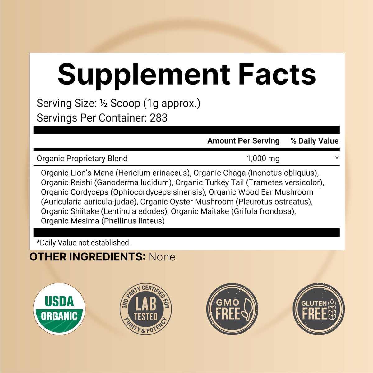NatureBell Organic Mushroom Powder 10oz – 10-in-1 Adaptogenic Blend with Lion's Mane, Reishi & More