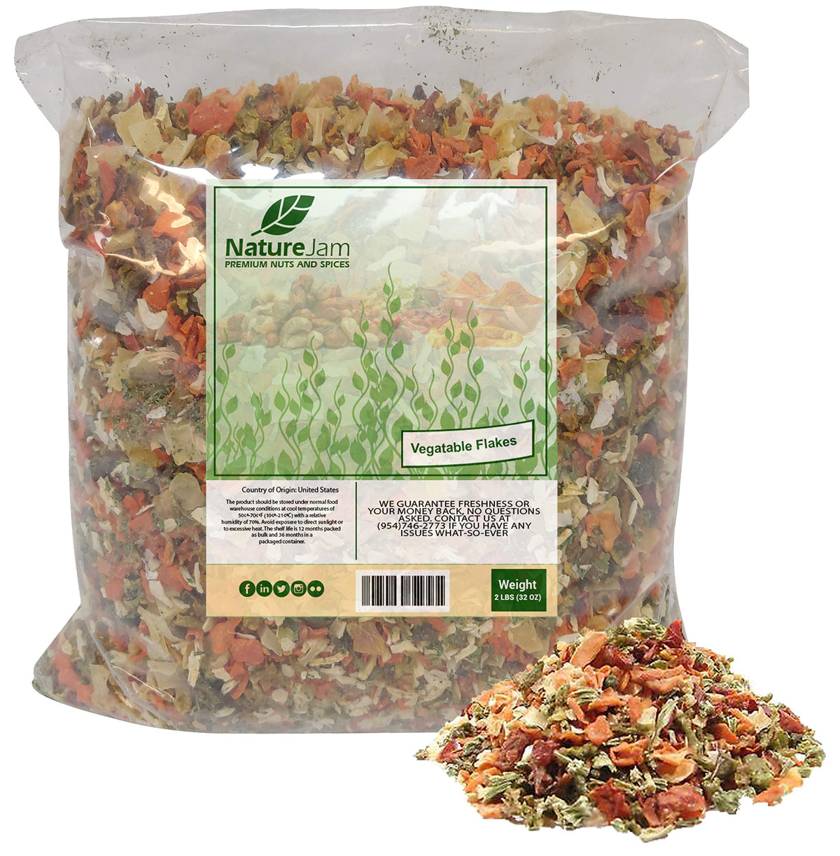 Naturejam 2 Pound Vegetable Soup Blend - Dehydrated Veggie Flakes for Ramen & Quick Soup