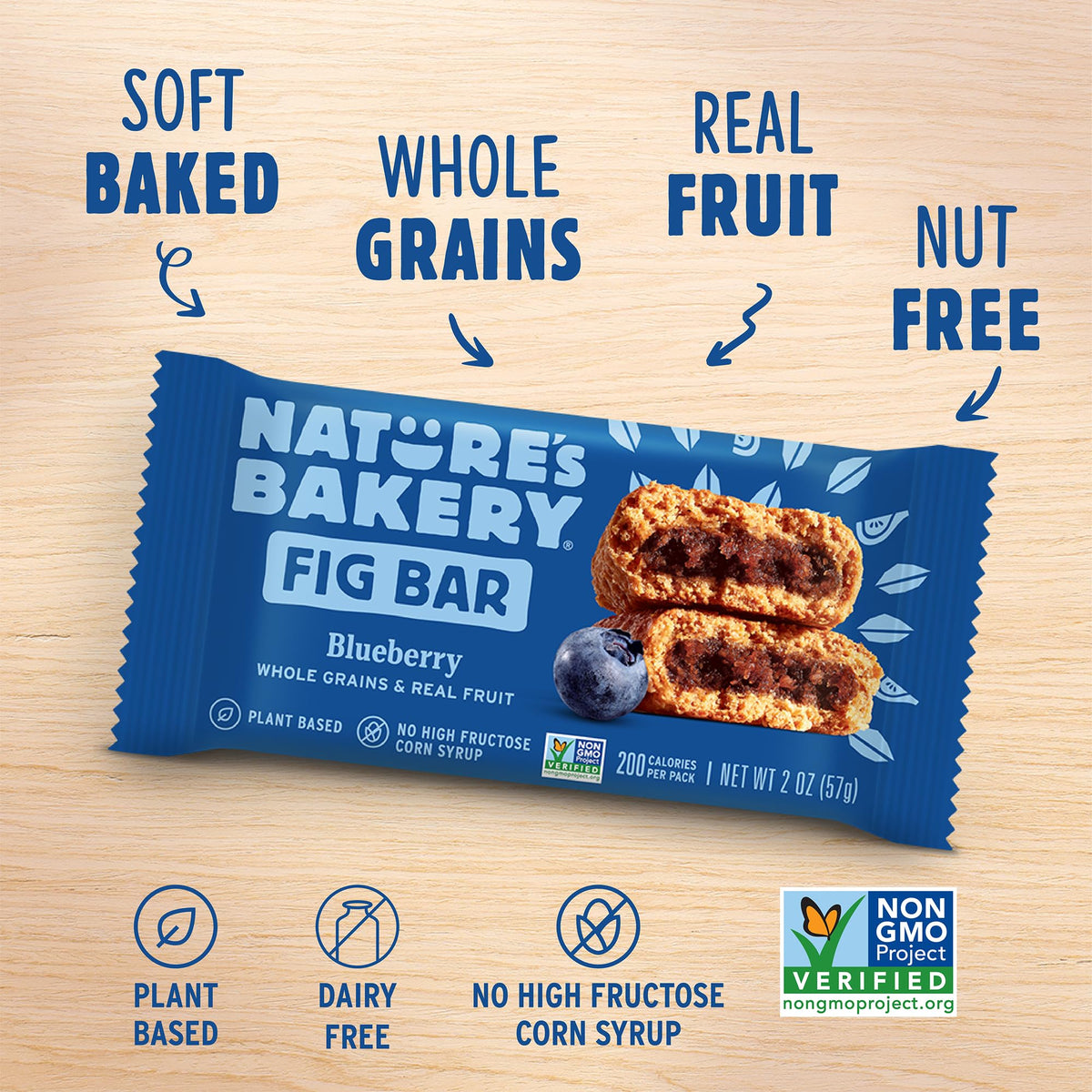 Nature's Bakery Whole Wheat Blueberry Fig Bars – Real Fruit, Vegan, Non-GMO, 6 Pack