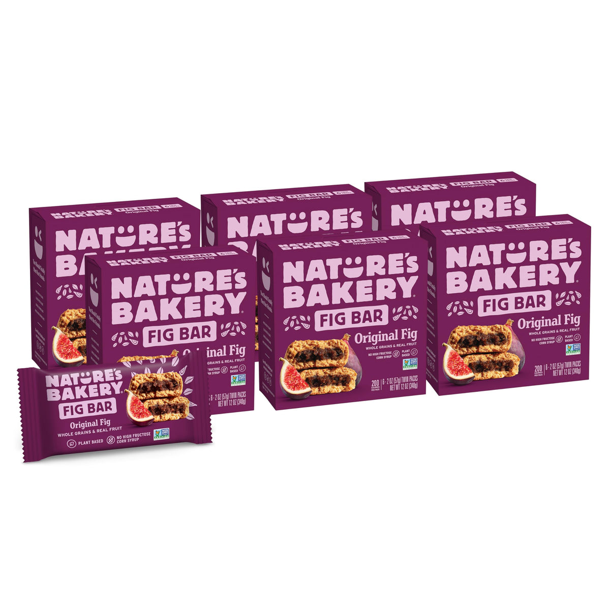 Nature's Bakery Whole Wheat Fig Bars – Original Fig, Vegan & Non-GMO (6 Boxes, 36 Twin Packs)