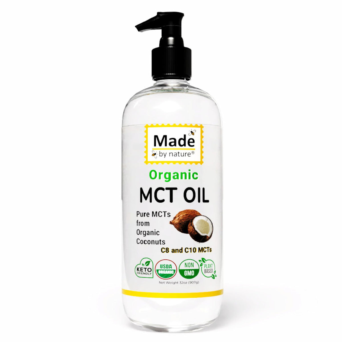 Nature's Diet Made By Nature Organic MCT Oil — Pure C8/C10 MCTs, 32 oz, Keto-Friendly