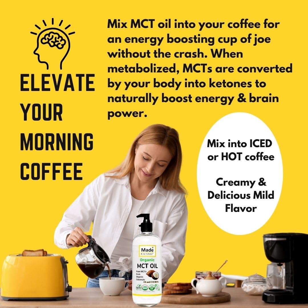 Nature's Diet Made By Nature Organic MCT Oil — Pure C8/C10 MCTs, 32 oz, Keto-Friendly