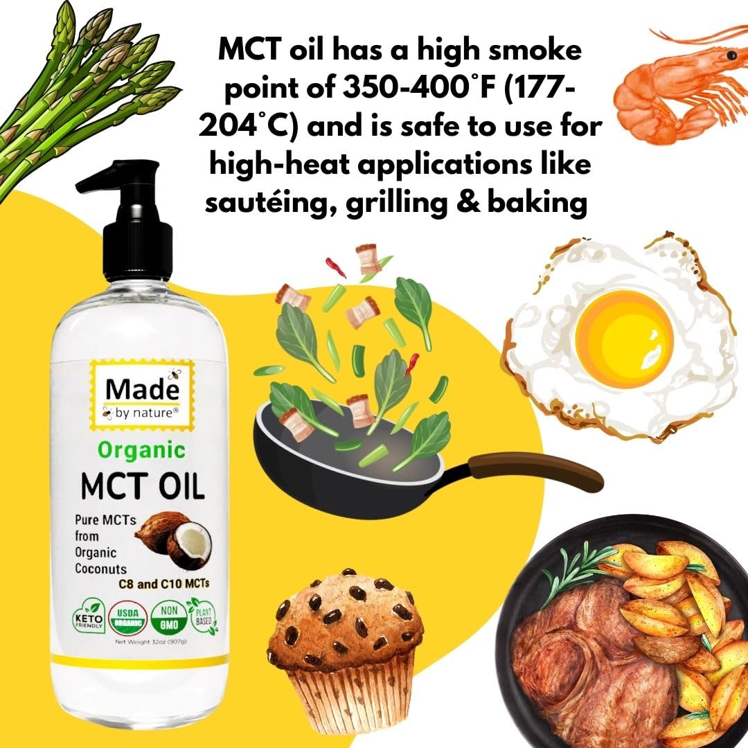Nature's Diet Made By Nature Organic MCT Oil — Pure C8/C10 MCTs, 32 oz, Keto-Friendly