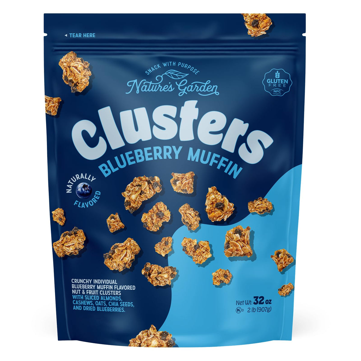 Nature's Garden Blueberry Muffin Clusters - 32oz Pouch, Gluten Free & Non-GMO