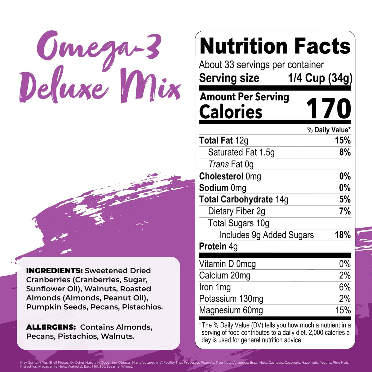 Nature's Garden Omega 3 Deluxe Mix - Healthy Trail Mix (Gluten Free, Vegan, No Artificial Ingredients) - 40 oz Bag