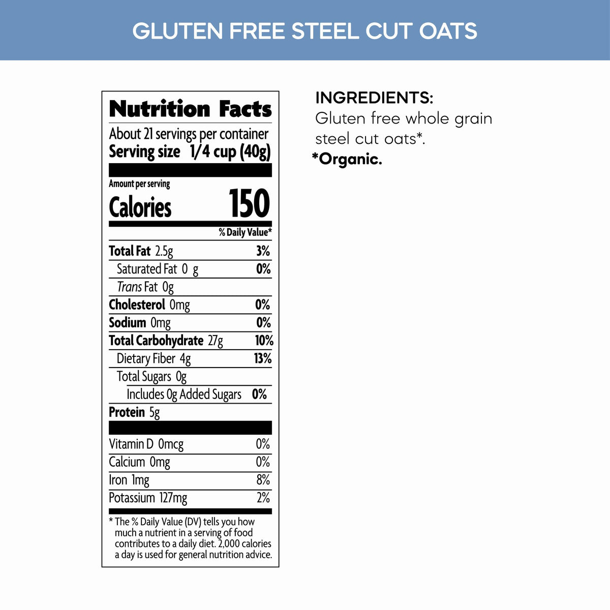 Nature's Path Organic Steel Cut Oats – Gluten Free, Non-GMO, 30 oz Canister (Pack of 6)