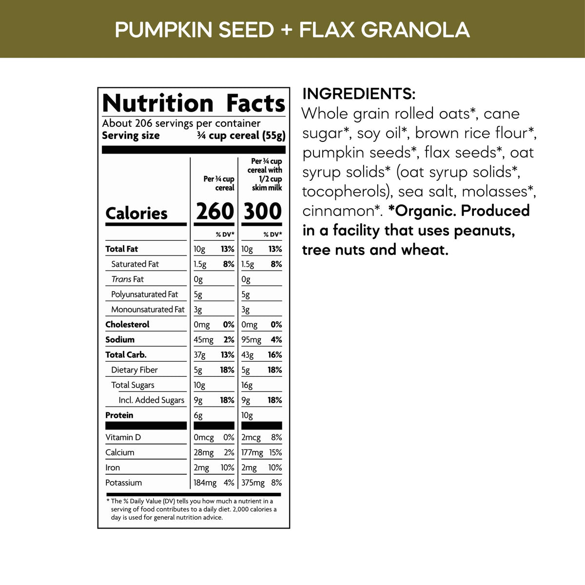 Nature's Path Organic Pumpkin Seed Flax Granola, 25 lb — Non-GMO