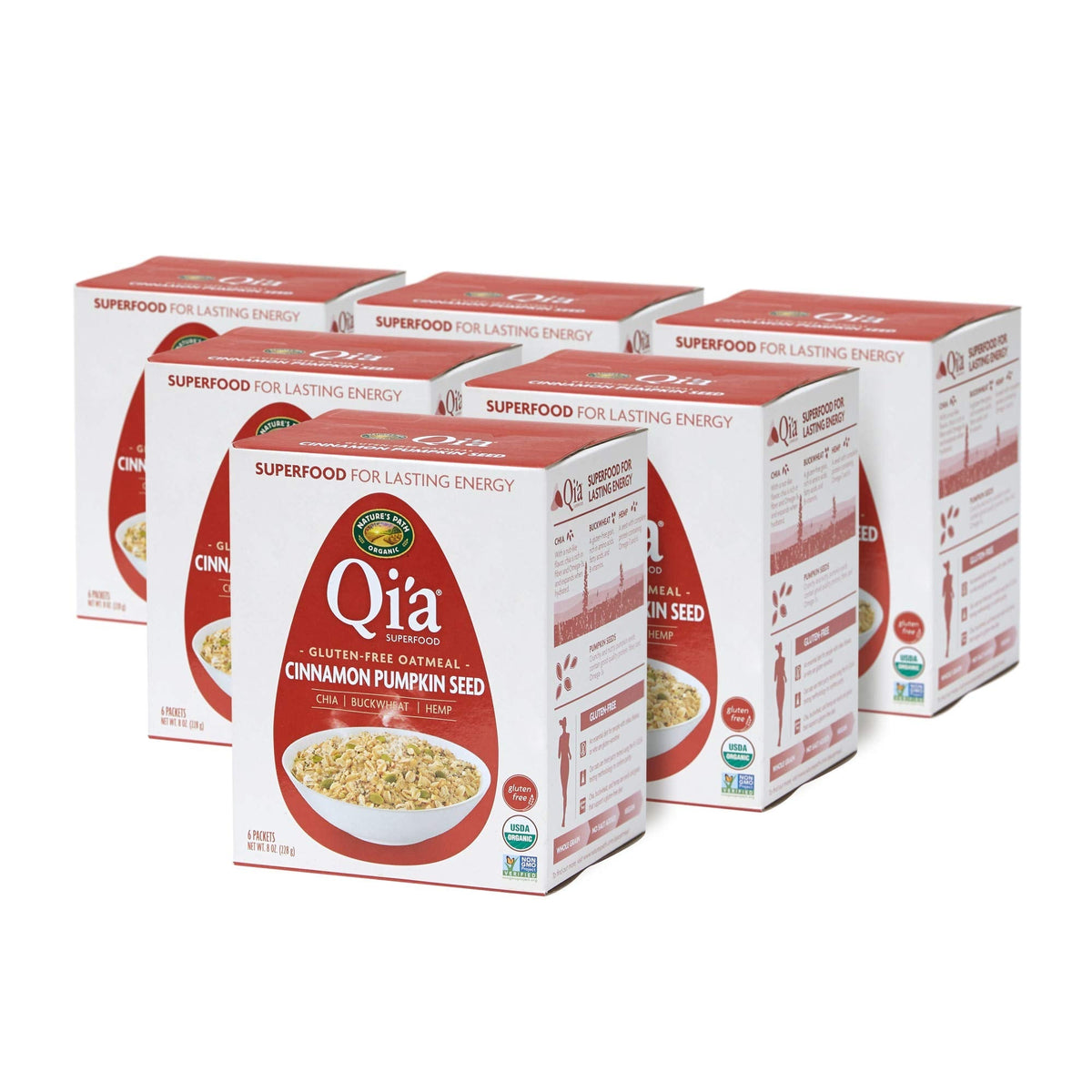 Nature's Path Qi’a Cinnamon Pumpkin Seed Instant Oatmeal – Gluten Free, Non-GMO, 6-Pack