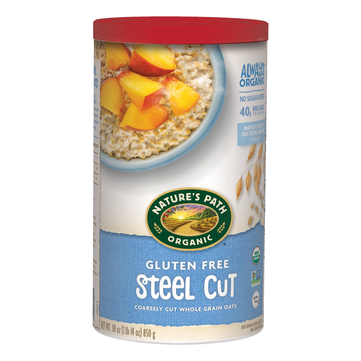 Nature's Path Organic Steel Cut Oats – Gluten Free, Non-GMO, 30 oz Canister (Pack of 6)