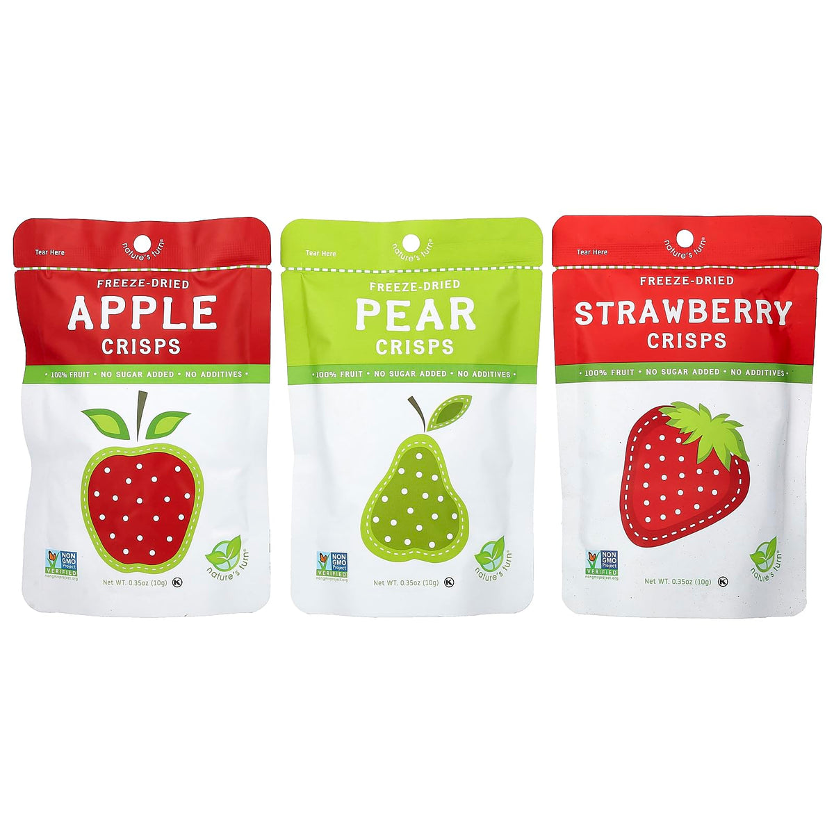 Nature's Turn Freeze-Dried Fruit Crisps – 15-Bag Variety Pack, Gluten-Free & Plant-Based