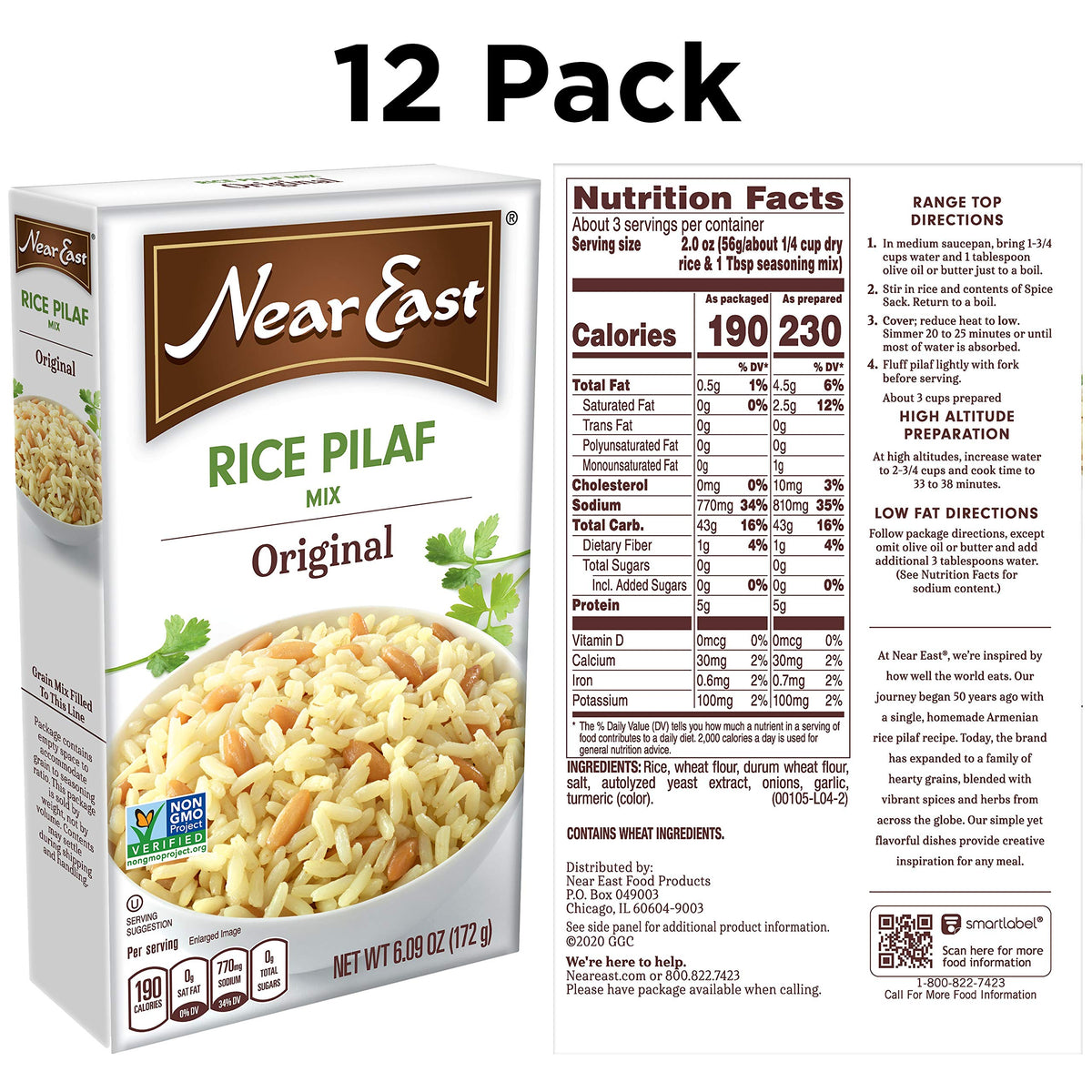 Near East Rice Pilaf Mix, Original – 12-Pack, Quick 5-Minute Side Dish