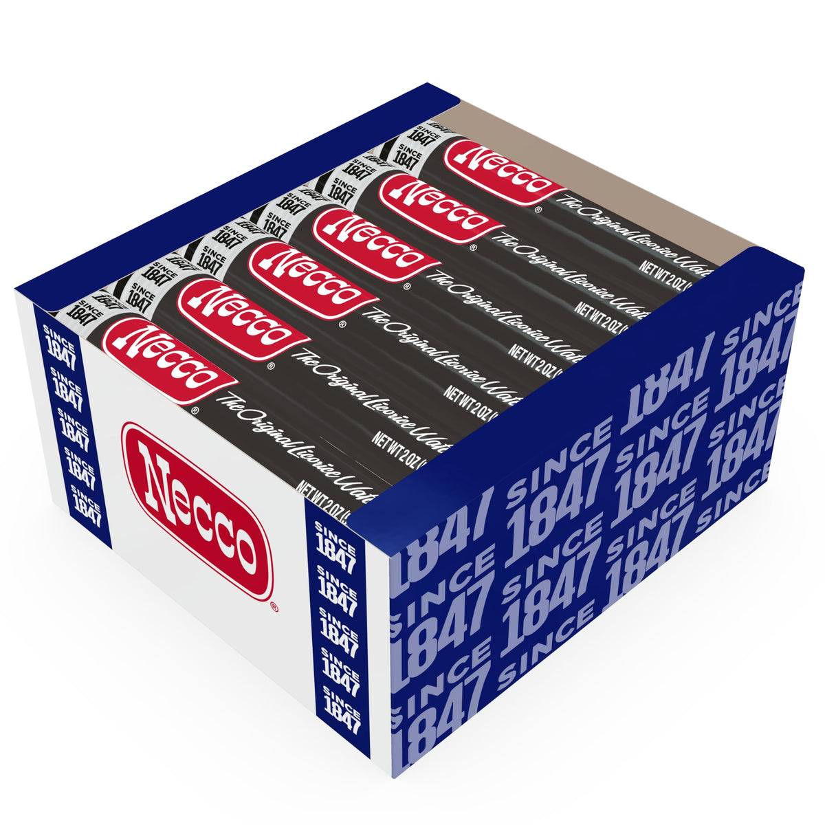 NECCO Wafers Licorice Display Pack – Black Licorice Candy Bulk, 18 Rolls x 2 oz