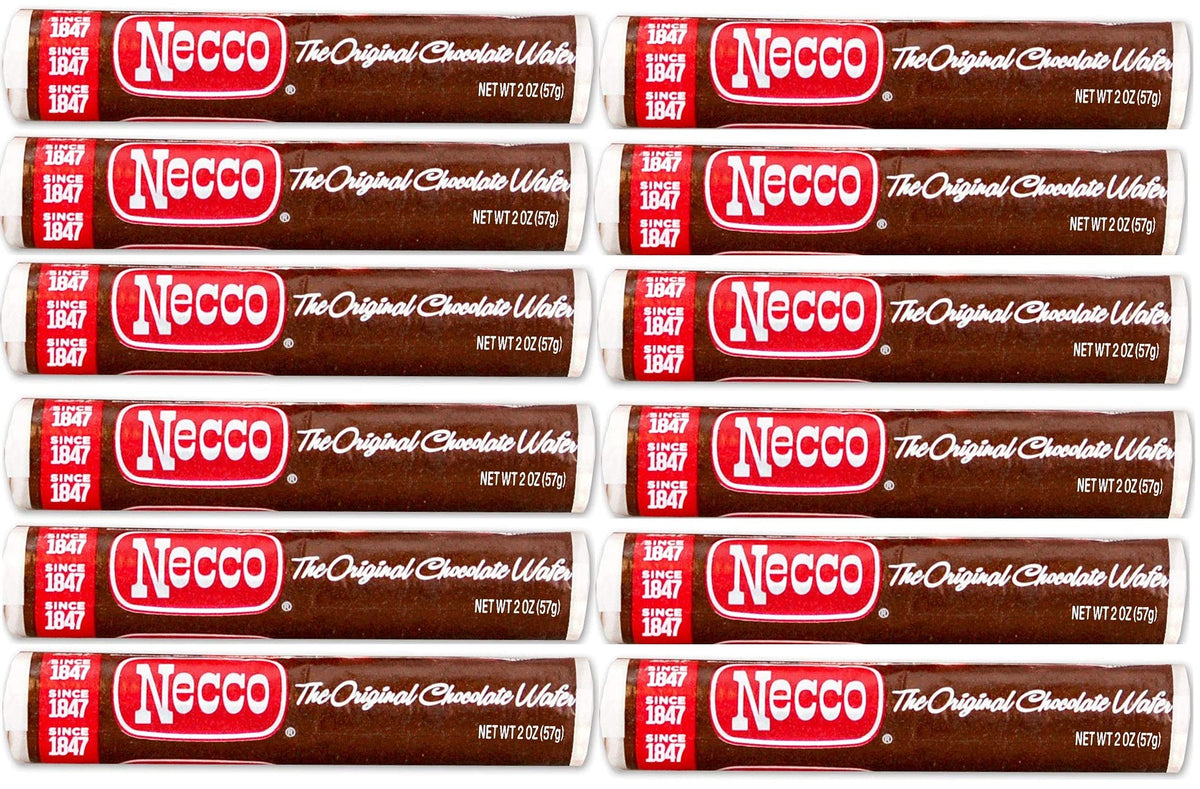 Necco Wafers Chocolate Flavor Bundle – 12 Rolls (2 oz each) | Original American Candy