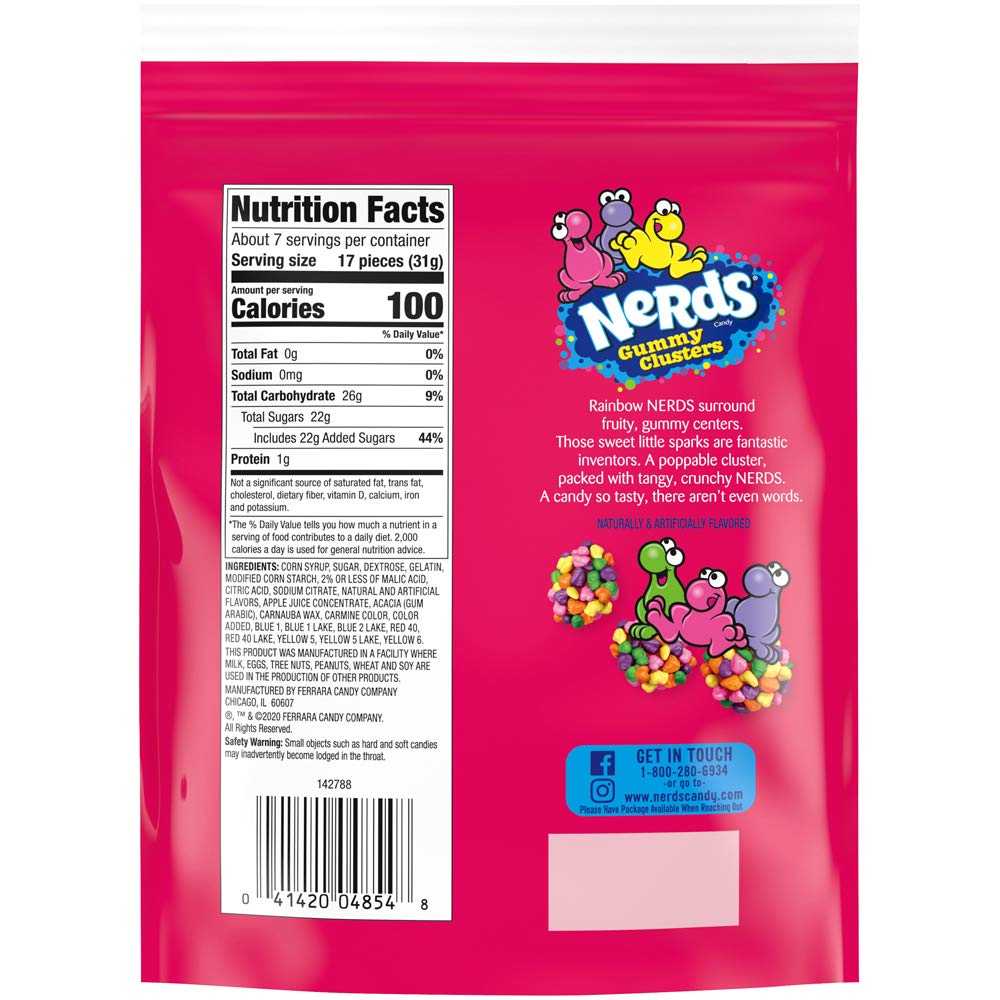 NERDS Gummy Clusters Candy – Rainbow Crunchy & Gummy, 8 oz