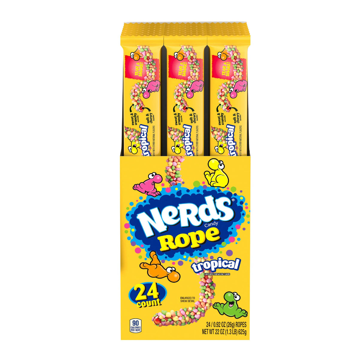 Nerds Rope Tropical Candy – 24 Pack (0.92 oz) Crunchy Coating, Chewy Center