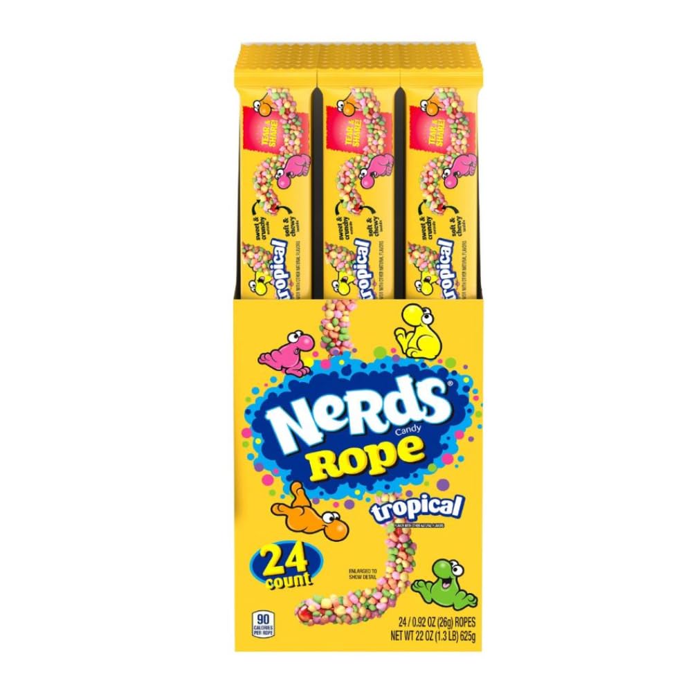 Nerds Rope Tropical Candy – 24 Pack (0.92 oz) Crunchy Coating, Chewy Center