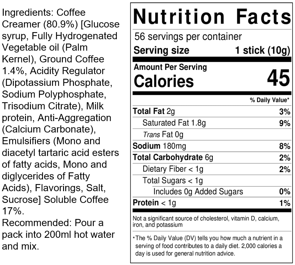 Nescafe 2 in 1 Unsweetened — No Added Sugar — 56 Sticks