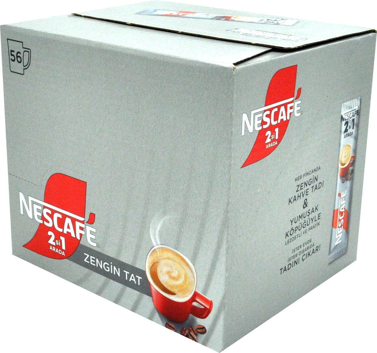 Nescafe 2 in 1 Unsweetened — No Added Sugar — 56 Sticks