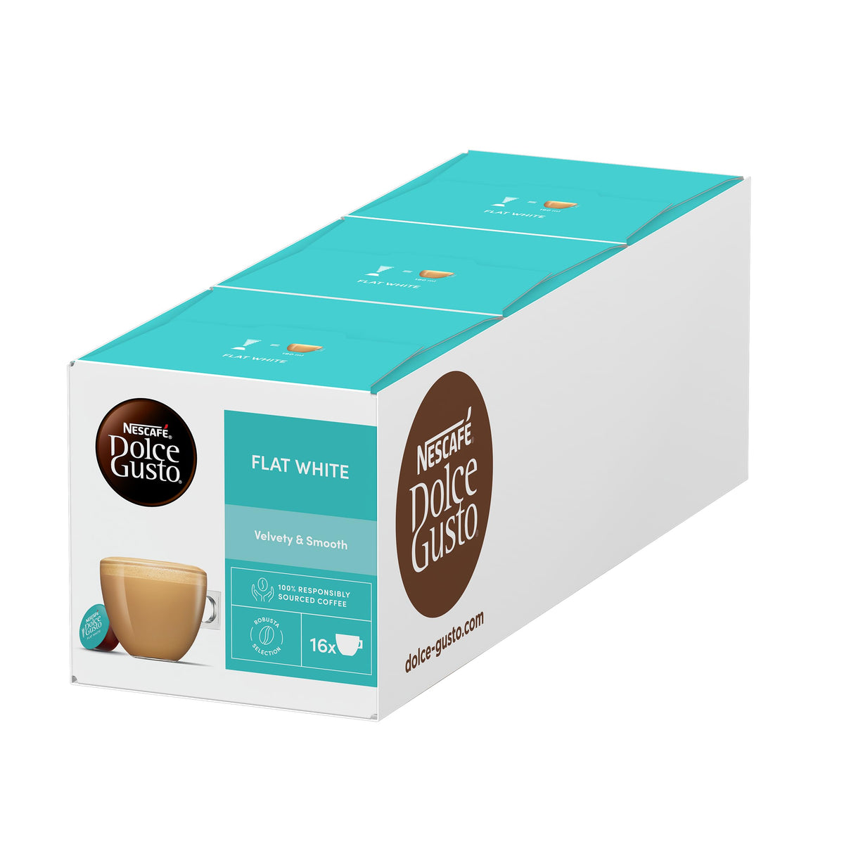 NESCAFÉ Dolce Gusto Flat White Coffee Pods – 48 Capsules (3x16)