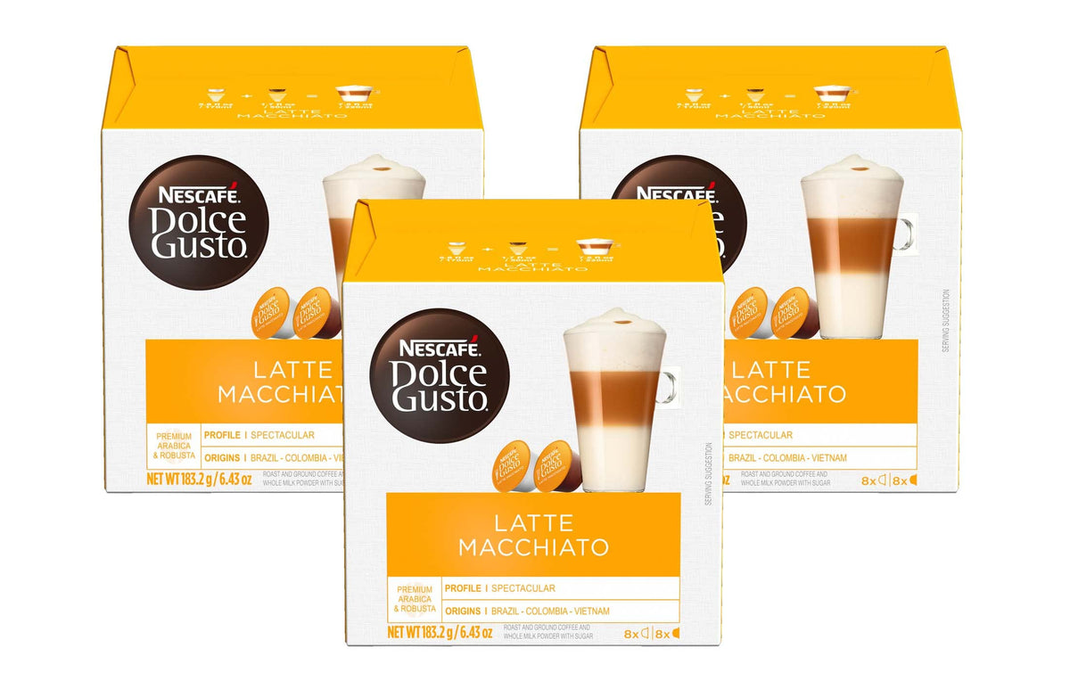 Nescafé Dolce Gusto Latte Macchiato Pods – 16 Count, Pack of 3