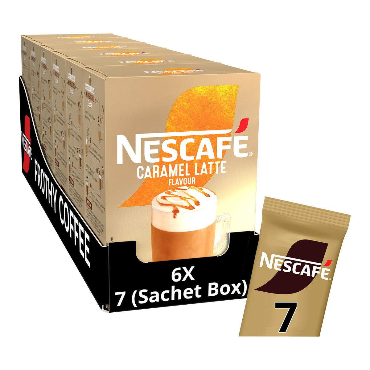 NESCAFÉ LATTE Caramel Instant Coffee Sachets – Pack of 6 (42 Servings)