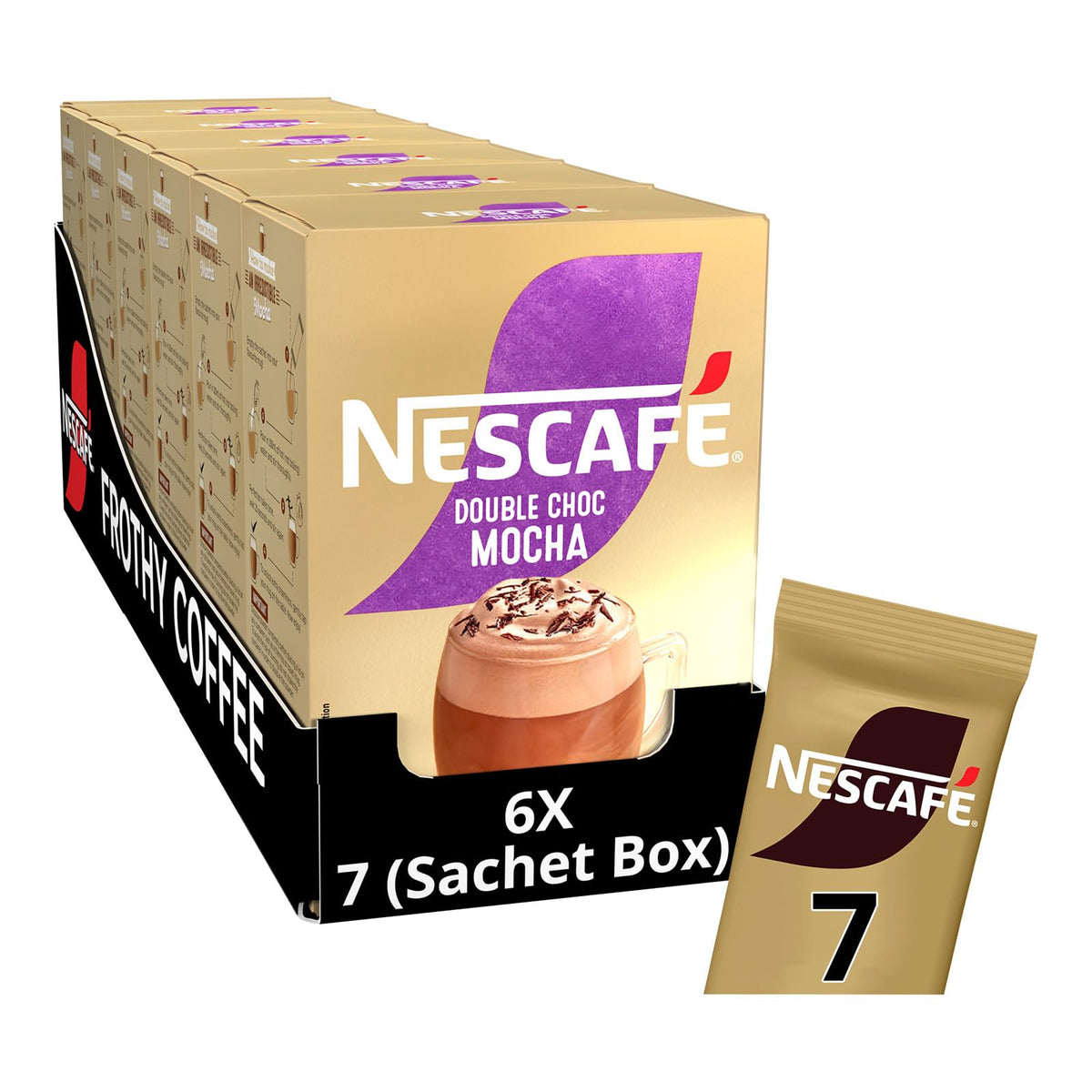 NESCAFÉ MOCHA Double Choco Instant Coffee Sachets – Pack of 6 (42 Servings)