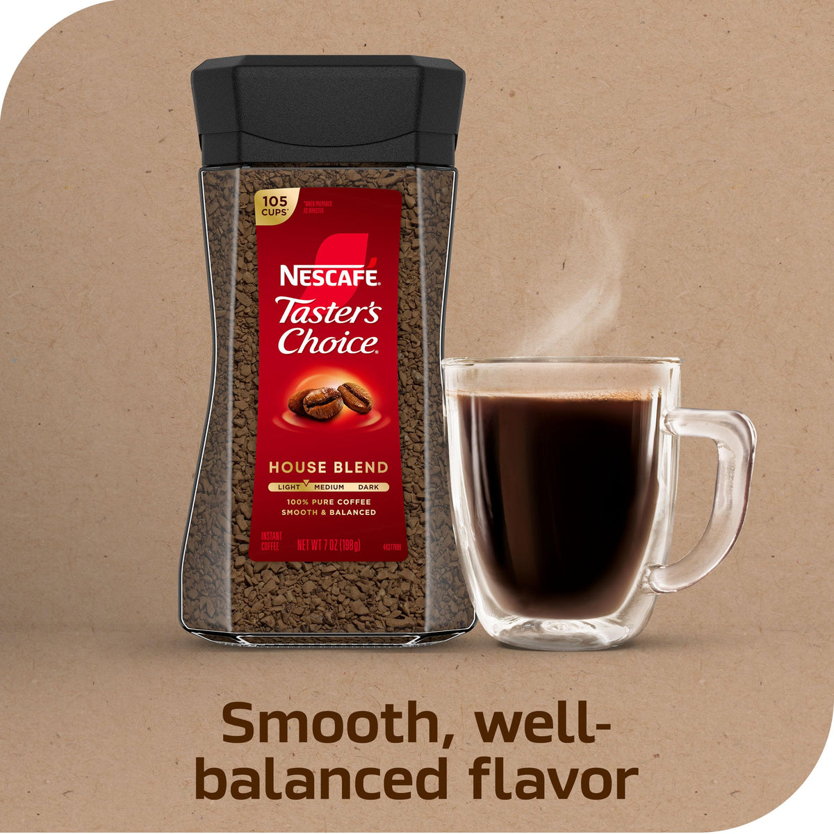 NESCAFÉ Taster's Choice House Blend Instant Coffee - 2 x 7 oz Jars, Light/Medium Roast