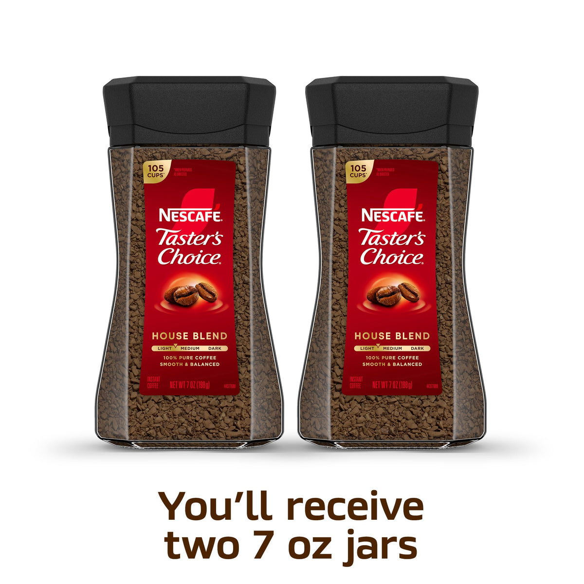 NESCAFÉ Taster's Choice House Blend Instant Coffee - 2 x 7 oz Jars, Light/Medium Roast