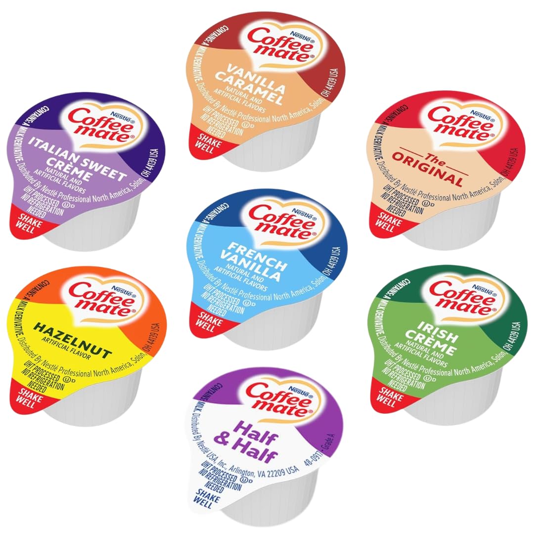 Nestlé Coffee mate Liquid Creamer Singles Variety Pack – 60 Count, 7 Flavors