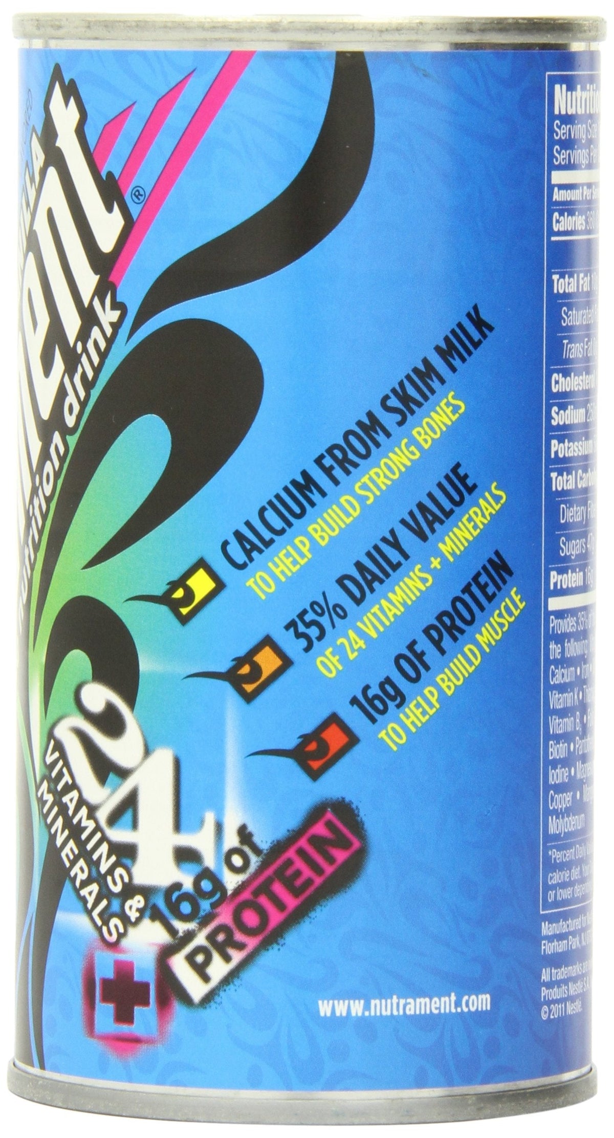 Nestle Nutrament Vanilla Energy & Fitness Drink – 360 Cal, 16g Protein (12 x 12oz cans)