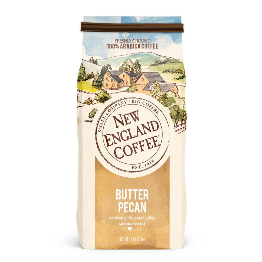 New England Coffee Variety Pack – Butter Pecan, Blueberry Cobbler & Hazelnut Creme, 11oz Bags (Pack of 3)