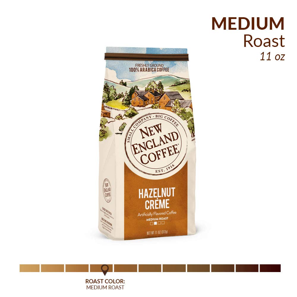 New England Coffee Hazelnut Creme Medium Roast Ground Coffee — 11oz Bag (Pack of 3)
